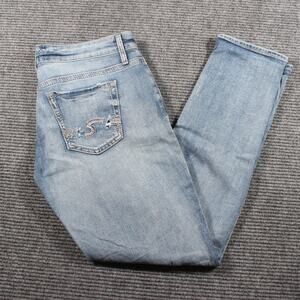 Silver Jeans Boyfriend Womens W29 L27 Light Blue Distressed